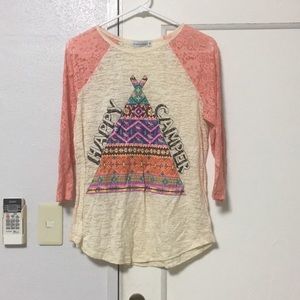 Lace sleeve raglan tshirt